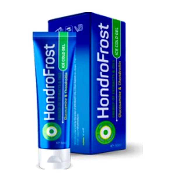 Tubo blu di HondroFrost Ice Cold Gel con la sua scatola