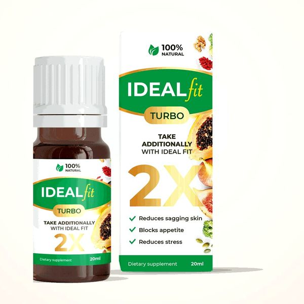 Flacone e scatola di IdealFit Turbo con la scritta 2X