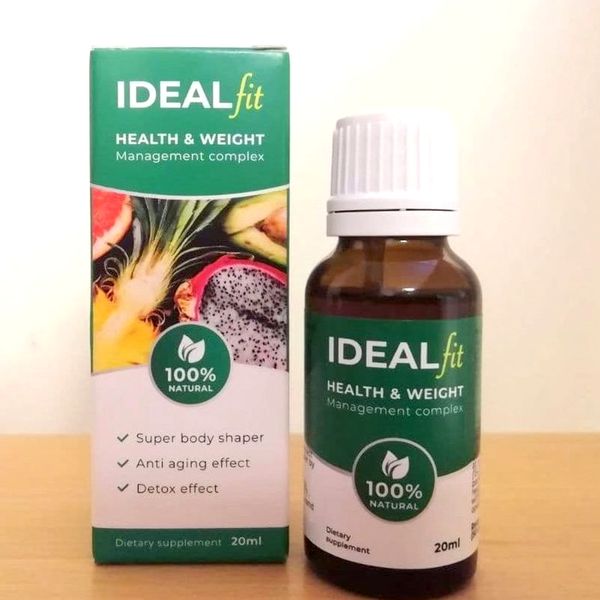 Flacone ambrato IdealFit da 20 ml accanto alla scatola verde